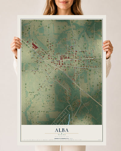 Map of Alba, Texas, 24 x 36 inch unframed archival matte print