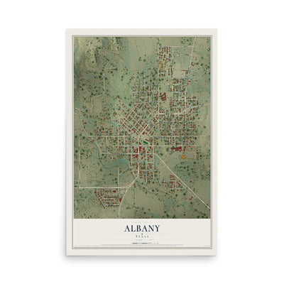Map of Albany, Texas, 12 x 18 inch unframed archival matte print