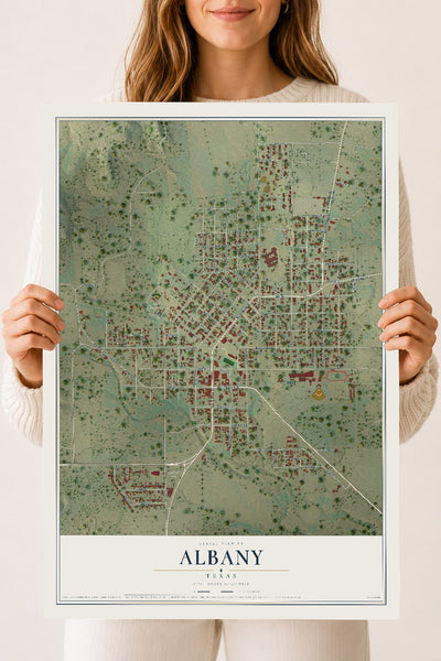 Map of Albany, Texas, 18 x 24 inch unframed archival matte print