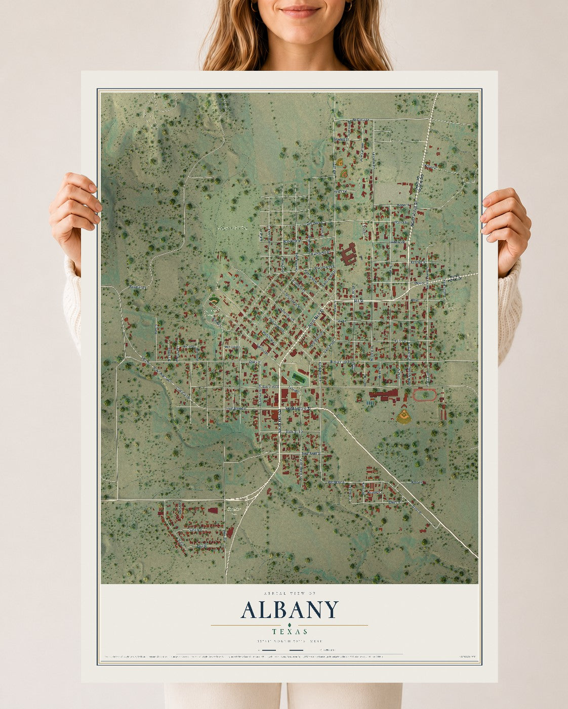 Map of Albany, Texas, 24 x 36 inch unframed archival matte print