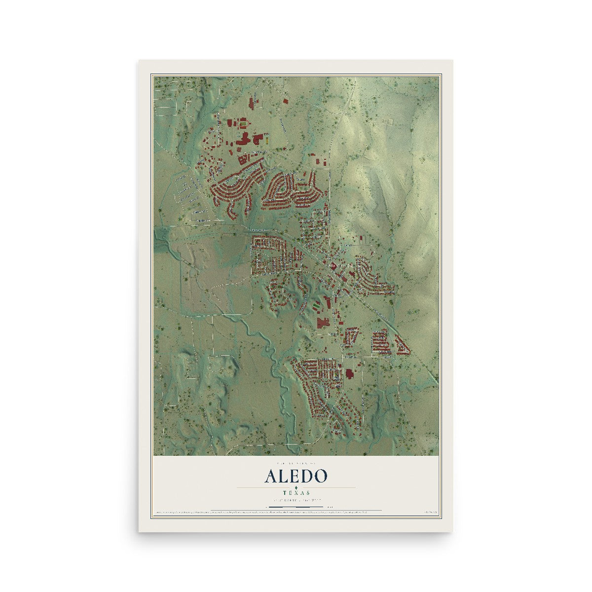 Map of Aledo, Texas, 12 x 18 inch unframed archival matte print