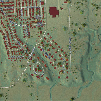 Second close-up of the map of Aledo, Texas print showing more streets and buildings