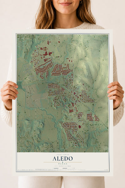 Map of Aledo, Texas, 18 x 24 inch unframed archival matte print