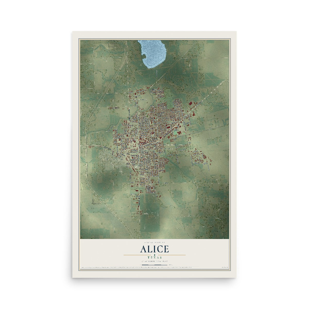 Map of Alice, Texas, 12 x 18 inch unframed archival matte print