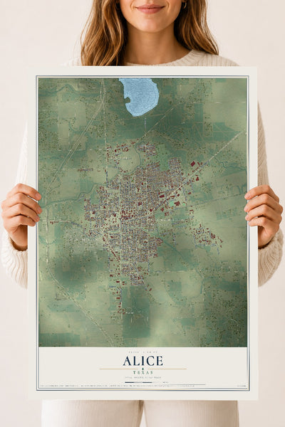 Map of Alice, Texas, 18 x 24 inch unframed archival matte print