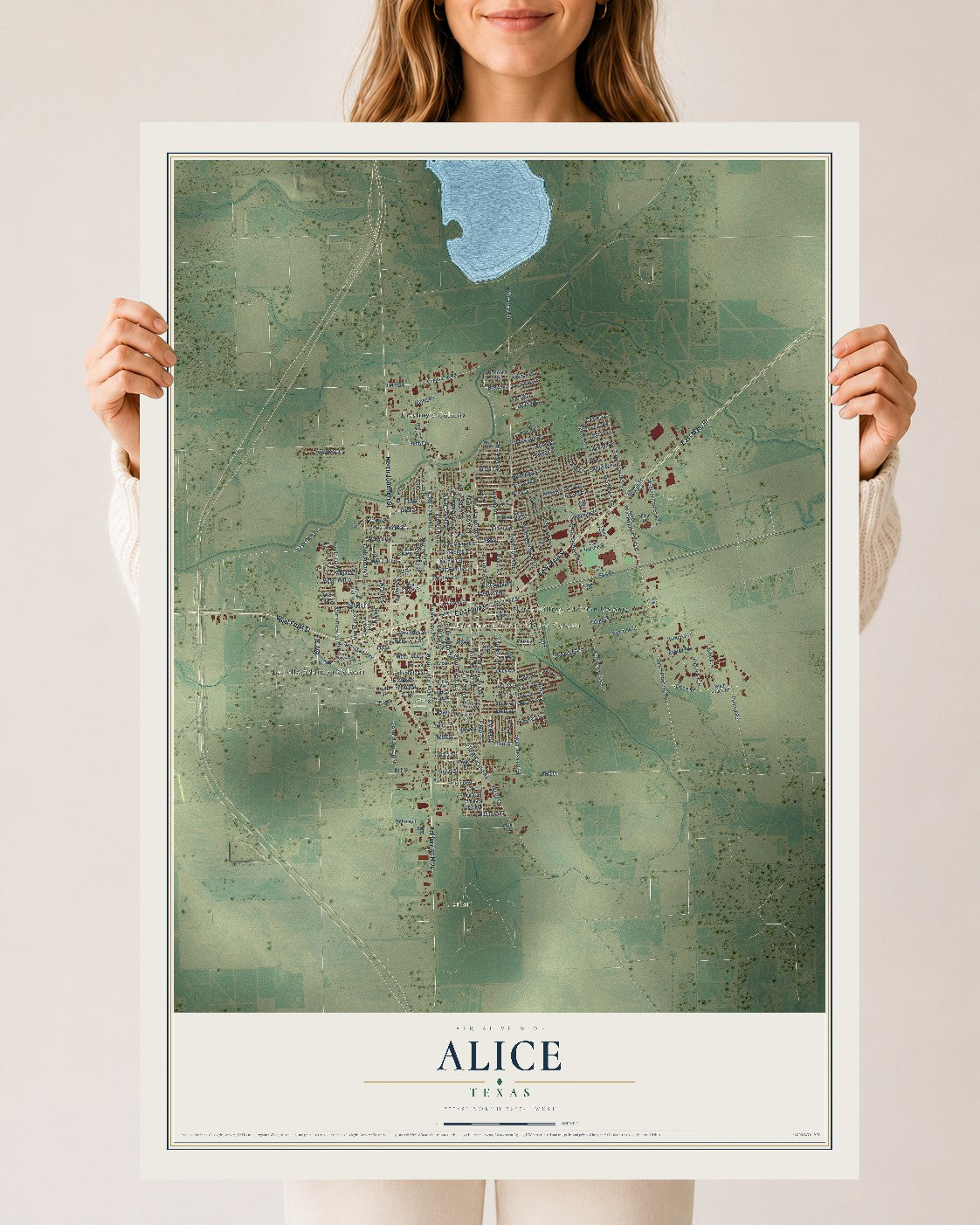 Map of Alice, Texas, 24 x 36 inch unframed archival matte print