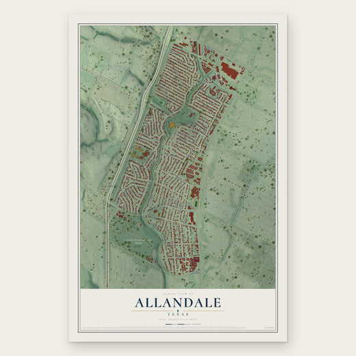 Allandale, Texas map print, the full design