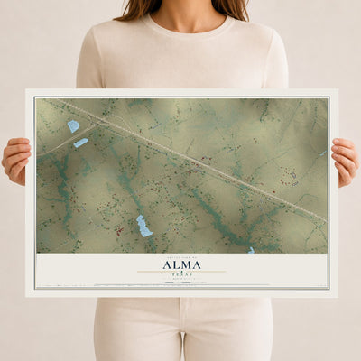 Map of Alma, Texas, 12 x 18 inch unframed archival matte print