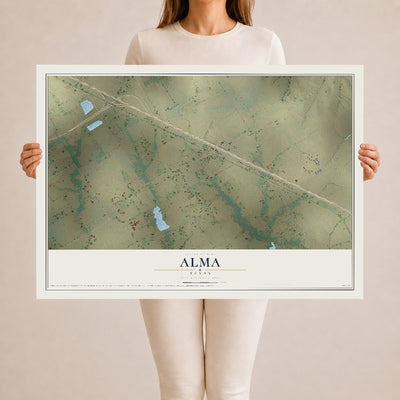Map of Alma, Texas, 24 x 36 inch unframed archival matte print
