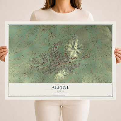Map of Alpine, Texas, 18 x 24 inch unframed archival matte print