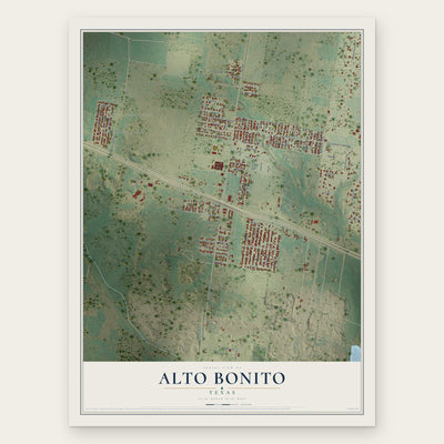 Alto Bonito, Texas map print, the full design