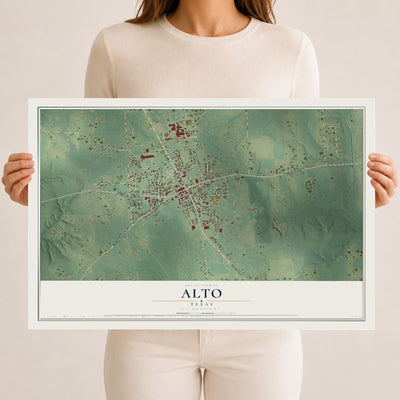 Map of Alto, Texas, 12 x 18 inch unframed archival matte print