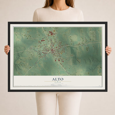 Map of Alto, Texas, 24 x 36 inch print in a black wood frame
