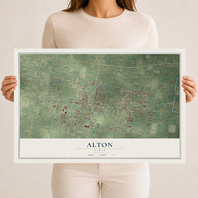 Map of Alton, Texas, 12 x 18 inch unframed archival matte print