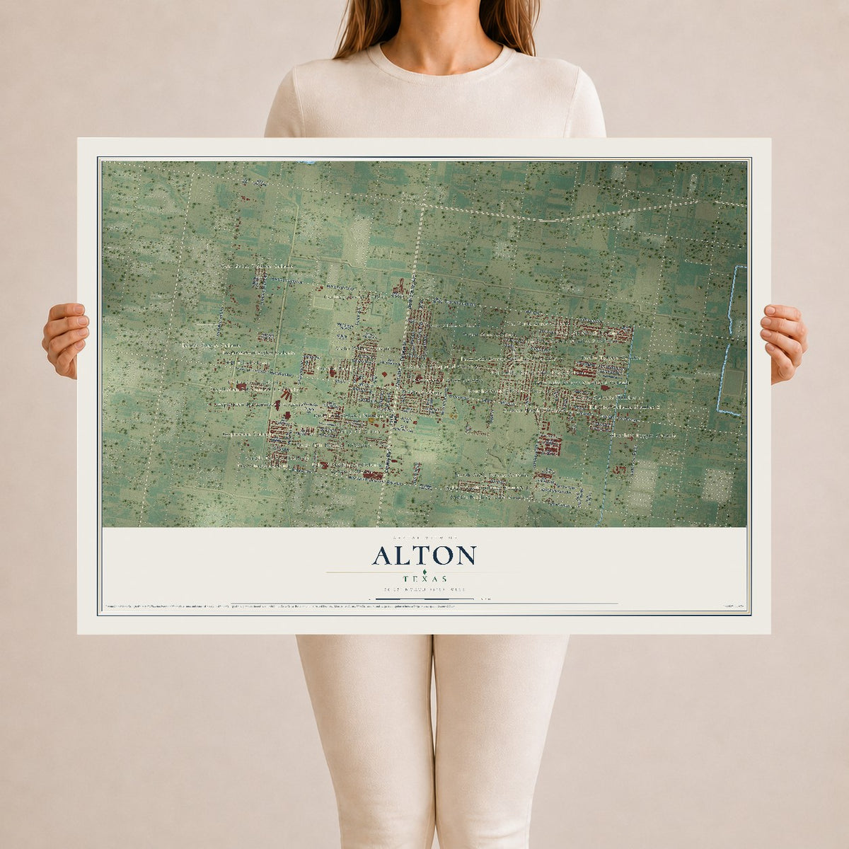 Map of Alton, Texas, 24 x 36 inch unframed archival matte print