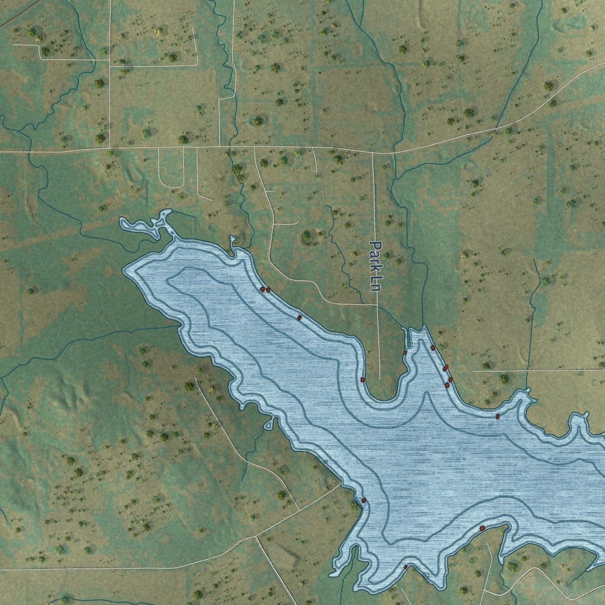 Second close-up of the map of Alvarado, Texas print showing more streets and buildings