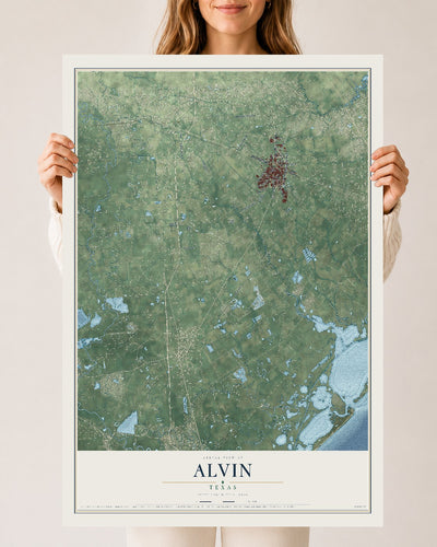 Map of Alvin, Texas, 24 x 36 inch unframed archival matte print