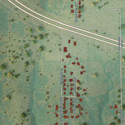 Second close-up of the map of Alvord, Texas print showing more streets and buildings