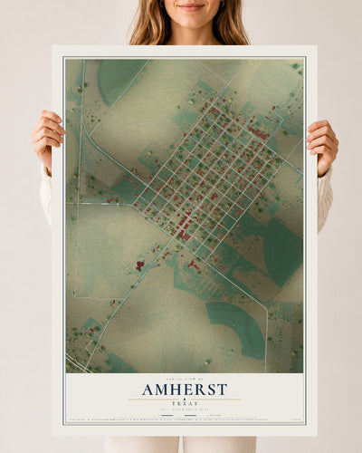 Map of Amherst, Texas, 24 x 36 inch unframed archival matte print