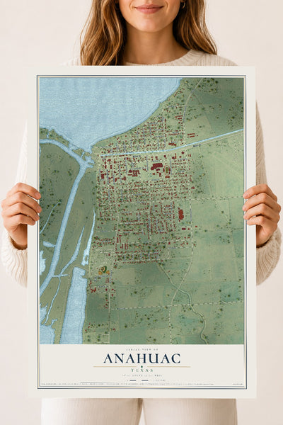 Map of Anahuac, Texas, 18 x 24 inch unframed archival matte print