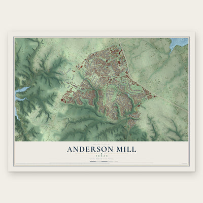 Anderson Mill, Texas map print, the full design