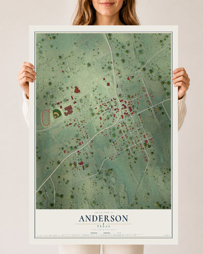 Map of Anderson, Texas, 24 x 36 inch unframed archival matte print