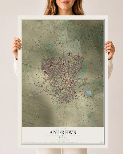 Map of Andrews, Texas, 24 x 36 inch unframed archival matte print