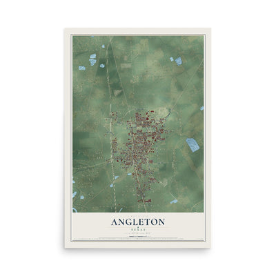 Map of Angleton, Texas, 12 x 18 inch unframed archival matte print