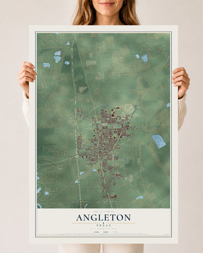 Map of Angleton, Texas, 24 x 36 inch unframed archival matte print