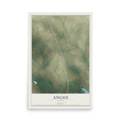 Map of Angus, Texas, 12 x 18 inch unframed archival matte print