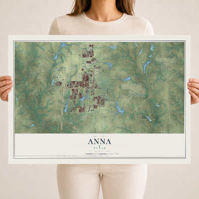 Map of Anna, Texas, 18 x 24 inch unframed archival matte print