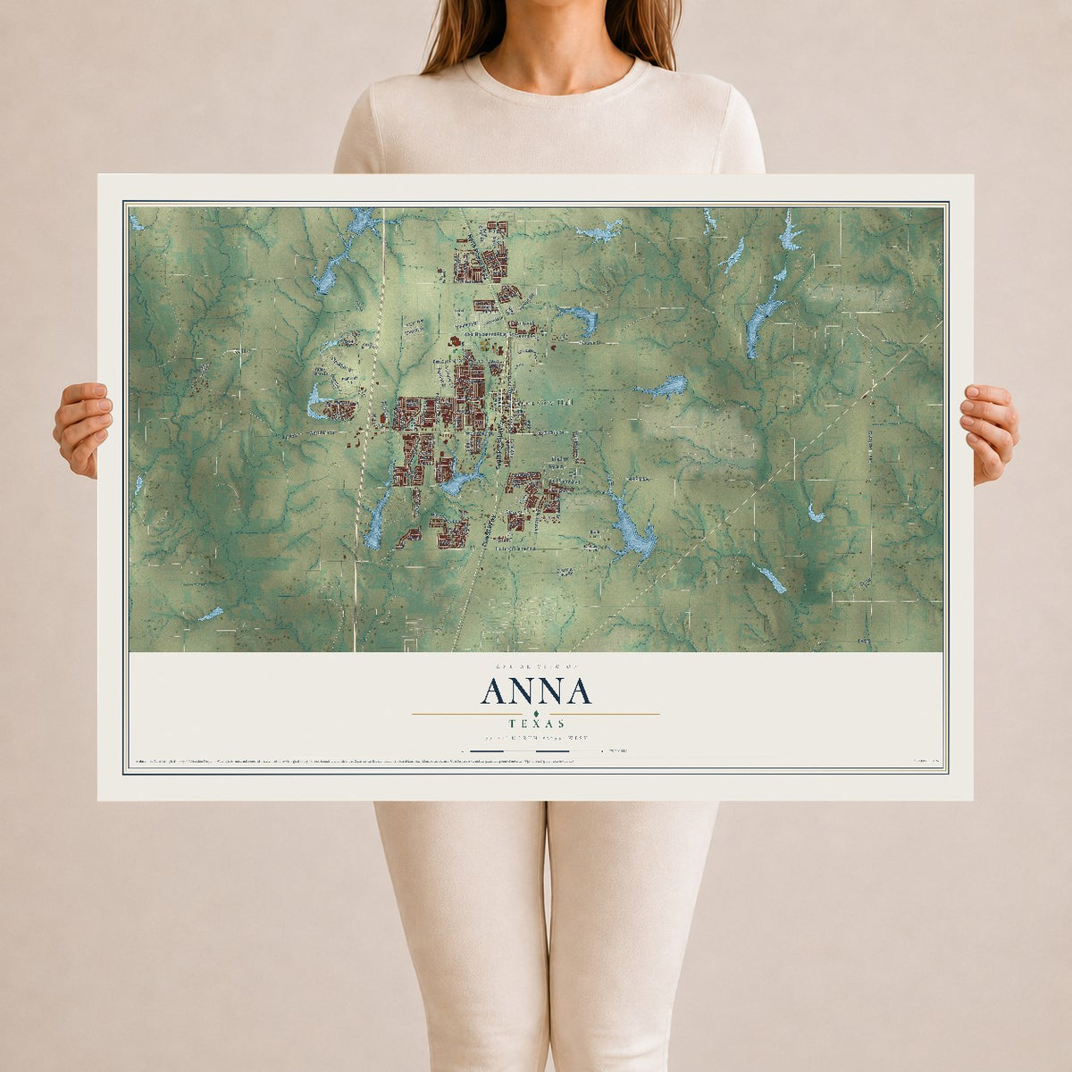 Map of Anna, Texas, 24 x 36 inch unframed archival matte print