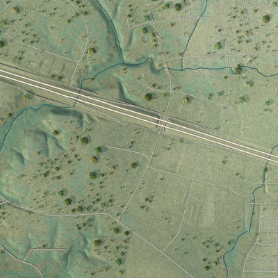 Second close-up of the map of Annetta North, Texas print showing more streets and buildings