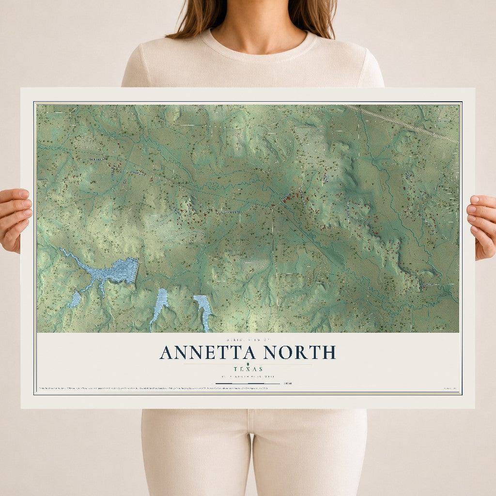 Map of Annetta North, Texas, 18 x 24 inch unframed archival matte print