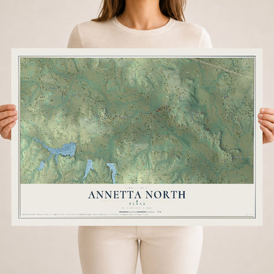 Map of Annetta North, Texas, 18 x 24 inch unframed archival matte print