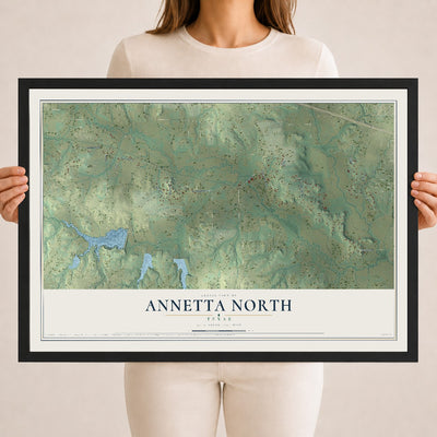 Map of Annetta North, Texas, 18 x 24 inch print in a black wood frame