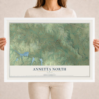 Map of Annetta North, Texas, 18 x 24 inch print in a white wood frame