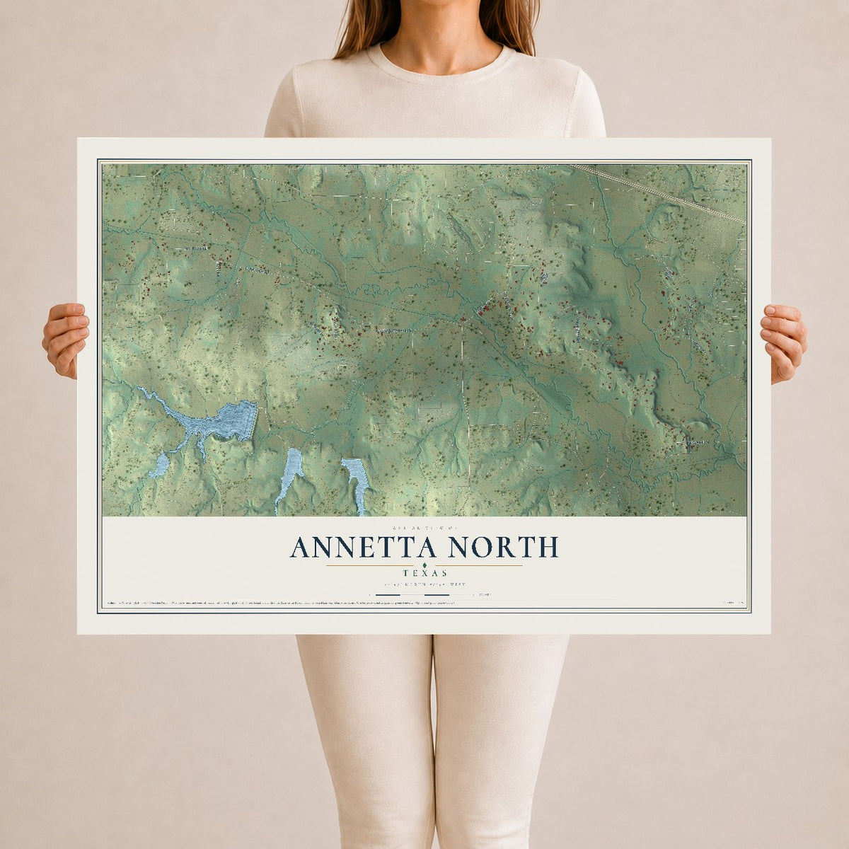 Map of Annetta North, Texas, 24 x 36 inch unframed archival matte print