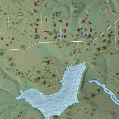 Second close-up of the map of Annetta South, Texas print showing more streets and buildings