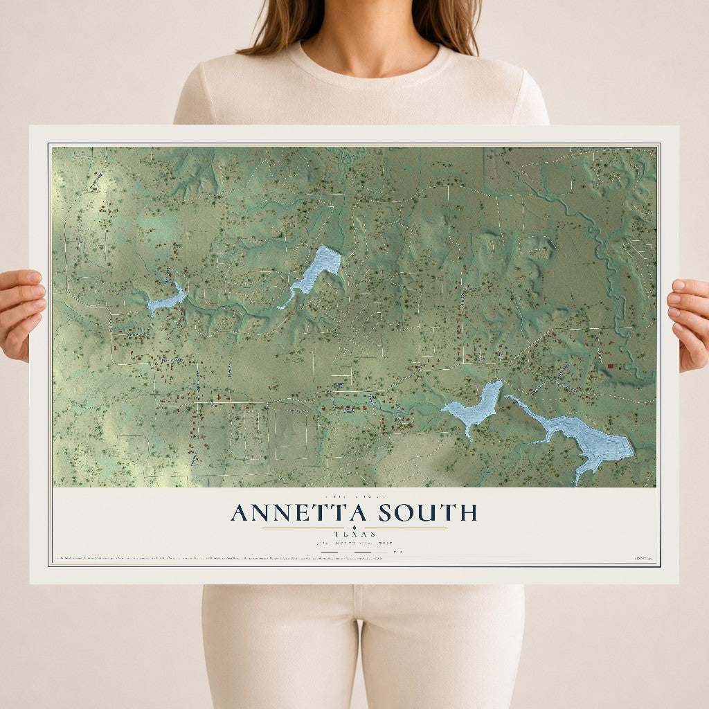 Map of Annetta South, Texas, 18 x 24 inch unframed archival matte print