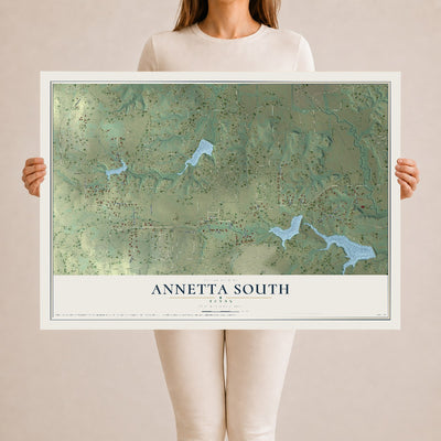 Map of Annetta South, Texas, 24 x 36 inch unframed archival matte print