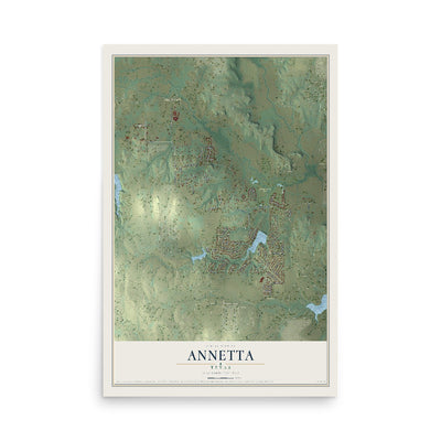 Map of Annetta, Texas, 12 x 18 inch unframed archival matte print
