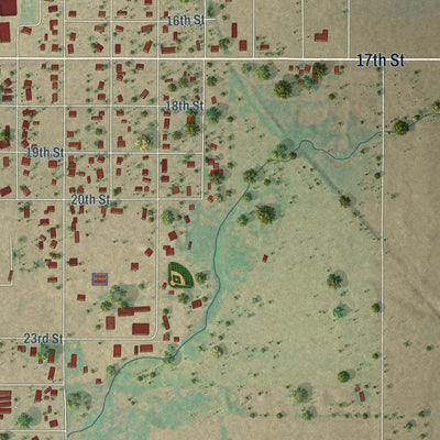 Second close-up of the map of Anson, Texas print showing more streets and buildings