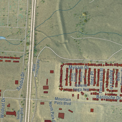 Second close-up of the map of Anthony, Texas print showing more streets and buildings
