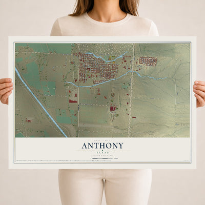 Map of Anthony, Texas, 18 x 24 inch unframed archival matte print