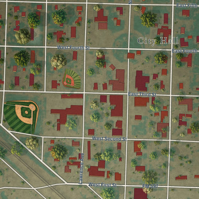 Close-up of the map of Anton, Texas print showing street and building detail