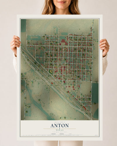 Map of Anton, Texas, 24 x 36 inch unframed archival matte print