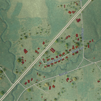Second close-up of the map of Appleby, Texas print showing more streets and buildings