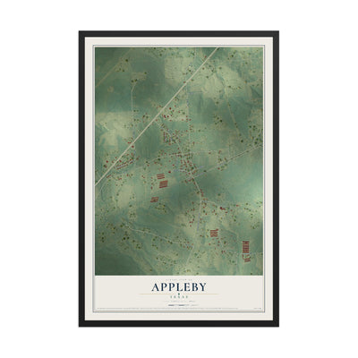Map of Appleby, Texas, 12 x 18 inch print in a black wood frame