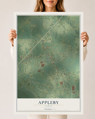 Map of Appleby, Texas, 24 x 36 inch unframed archival matte print